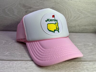 Masters Golf White Trucker Hat with Pink Logo 2026 Masters Golf Ivory Script  main image 3