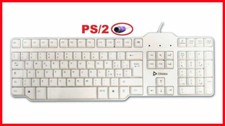 TASTIERA QWERTY per PC MAC ATTACCO PORTA PS2 PS/2 BIANCA CON FILO seriale