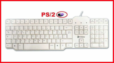 QWERTY TASTATUR für PC MAC ANSCHLUSS PORT PS2 PS/2 WEISS MIT SERIELLEM KABEL