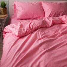 Cotton Duvet cover + 2 pillowcases in Pink. Twin Full Queen King Custom