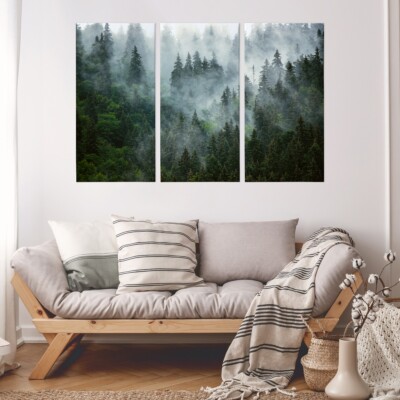 Decomonkey Bilder Wald 225x112.5 Cm XXL 5 Teilig Leinwandbilder Bild