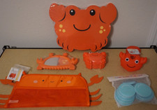  6 Lot Baby  Kids Animal Crab Bath Tub Set - Pad Mirror Caddy Soap Holder
