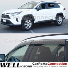 WellVisors Side Window Visors For 19-24 Toyota RAV4 Deflector Guards Chrome Trim