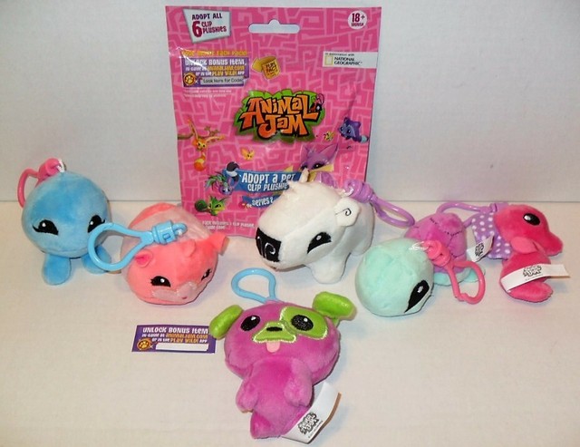 ANIMAL JAM ADOPT A PET CLIP PLUSHIE SERIES 2 SET OF 6 WITH