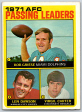 1972 Topps GRIESE / DAWSON #3 71 Passing Leaders HOF corner crease FREE Ship!