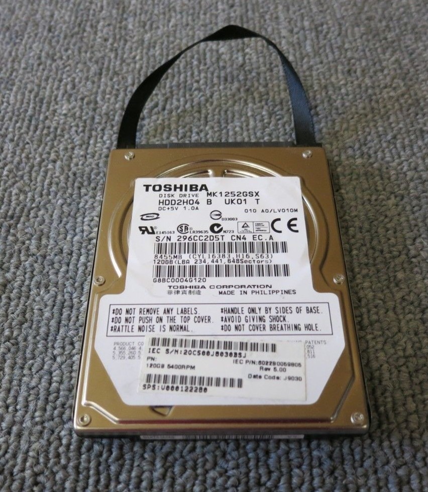 tomo出品 Toshiba MK1252GSX HDD2H04 120GB SATA-300 5400RPM 8MB 2.5