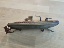 1940s SAN Marusan Japan Tin Toy SSN 25 Submarine Boat 10" Friction Wind Up
