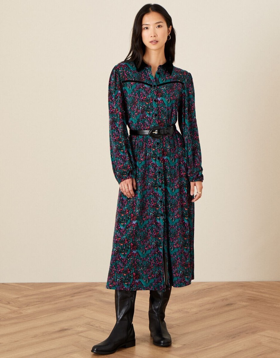 monsoon shirt dress Monsoon Emilia Print Midi Shirt Dress