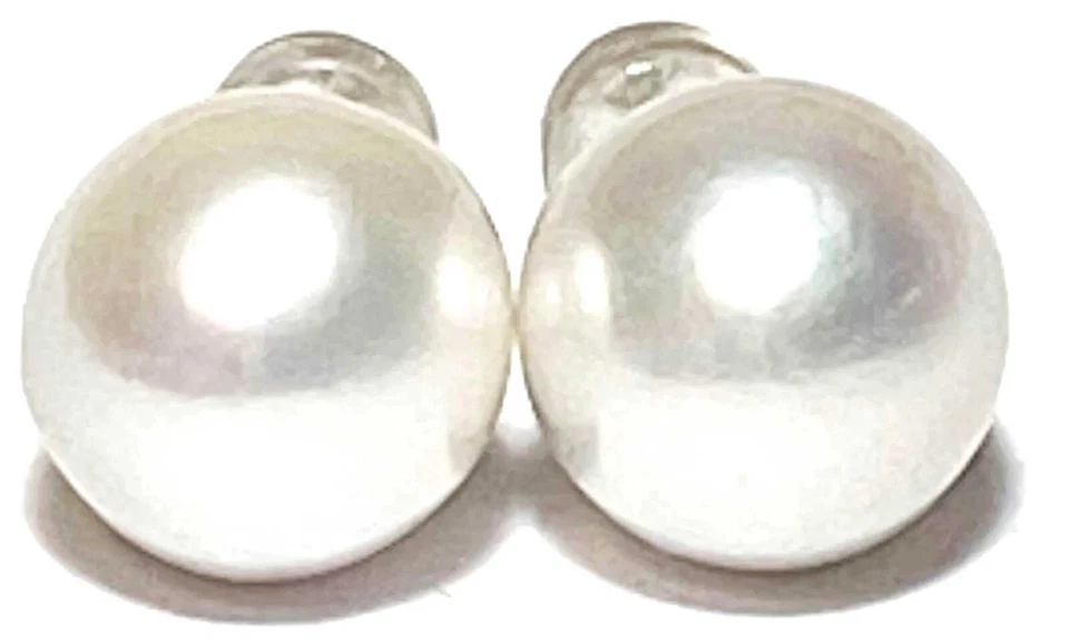 Magníficos aretes de perlas cultivadas Edison redondos blancos naturales de 9 a 9,5 mm Foto 3 de 4