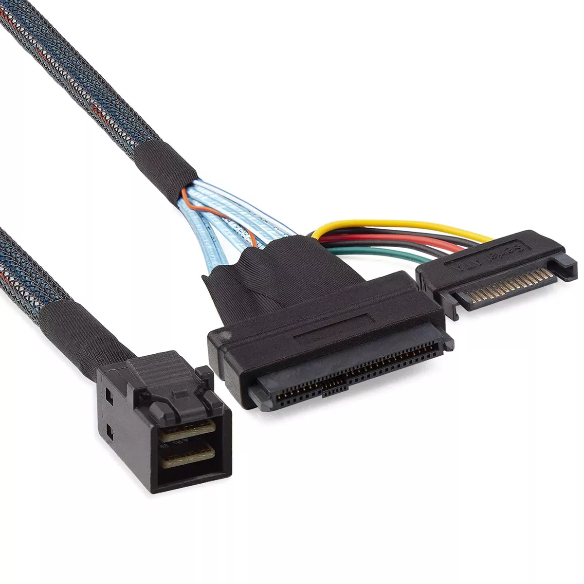 SFF 8643 to SFF 8639 U.2 NVMe SSD SAS Cable w 15pin SATA Cable 0.5 1 meter