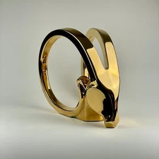 Vintage 18k Gold Gilded Ceramic Ram Head Sculpture by Jaru - Circa 1980's