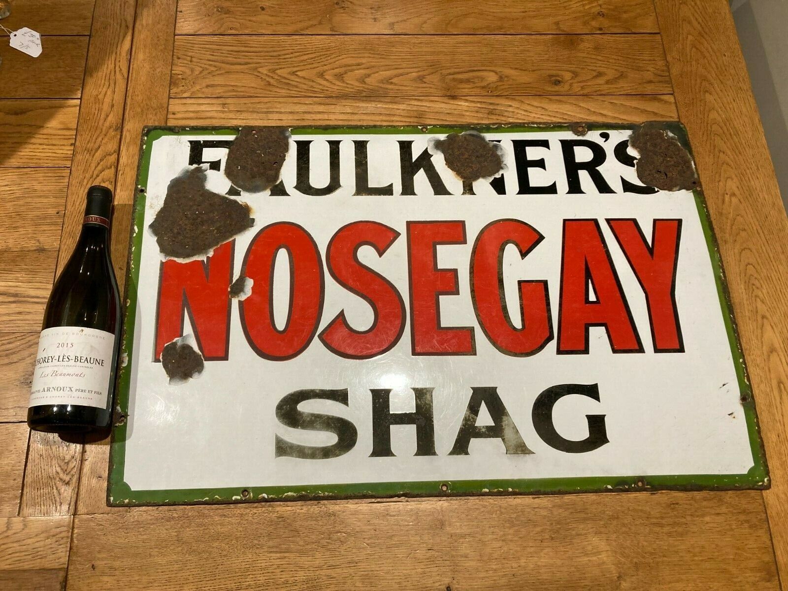 Antique Faulkner's Nosegay Shag Tobacco Enamel Sign Advertising 
