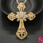 New Fashion Women  Gold Plated Crystal Cross Prayer Pendant Chain Necklace