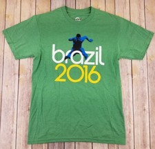 MAD Engine Mens Brazil 2016 Soccer Graphic T-Shirt Size S Green NWOT B2