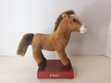 FAO Schwarz Mini Horse Pony Brown Tan Cream Plush Stuffed Animal Doll NEW