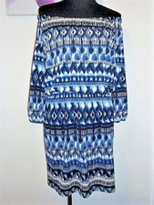 AB Studio Blue Multicolored off the shoulder Casual Dress Plus Size L