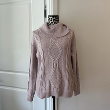 Charter club cowl neck metallic pink knit sweater
