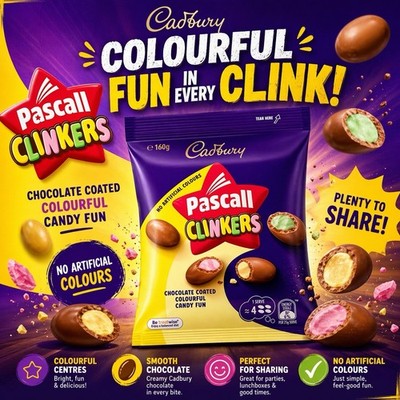 Cadbury Pascall Clinkers Sweets Milk Chocolate Australian Import 160g