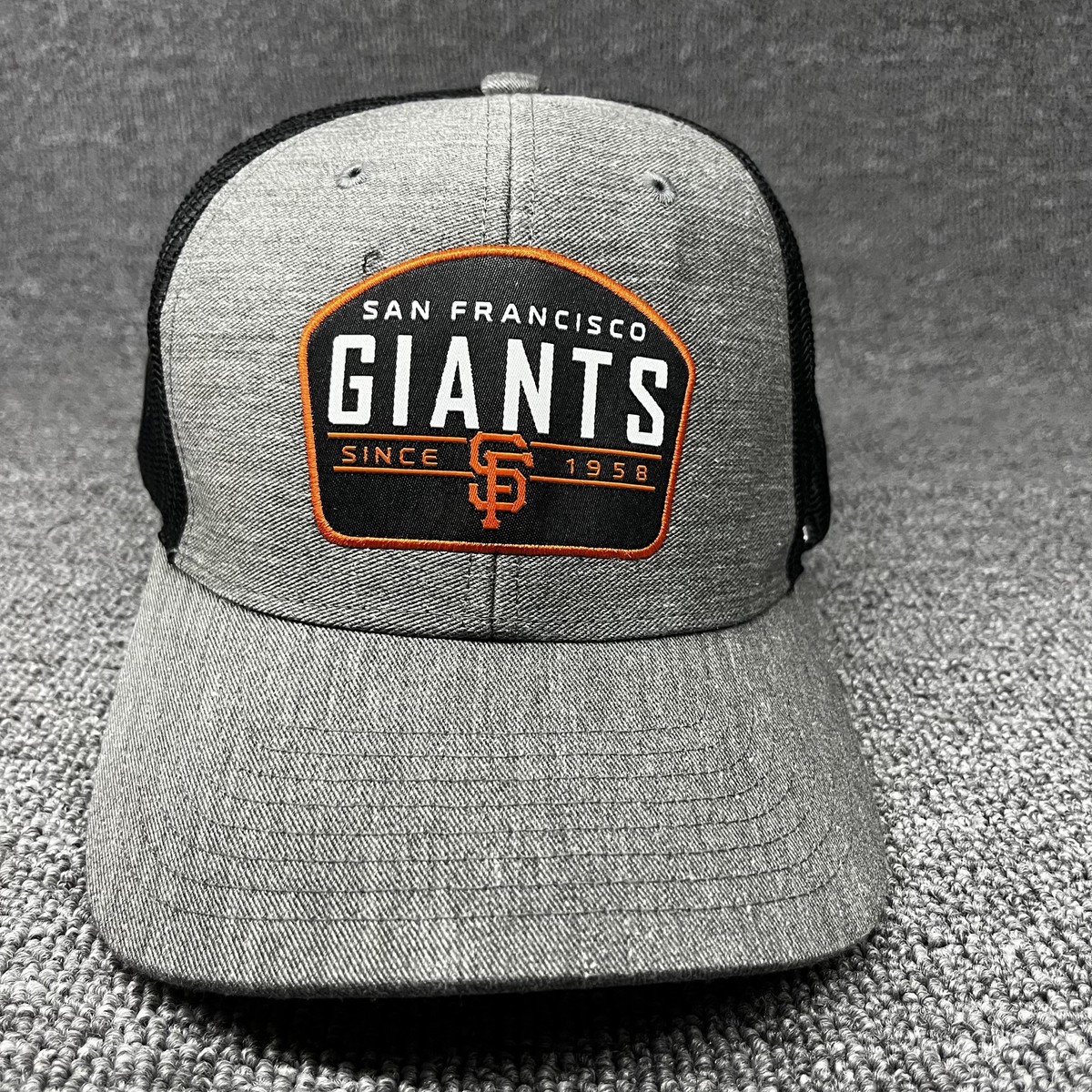 SF Giants '47 Brand Trucker Hat Snapback Gray Black Since 1958 Patch Orange UV
