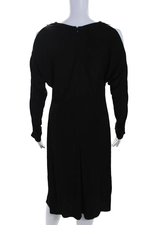Vestido Worth New York Mujer Negro Cuello Redondo Hombro Frío Manga Larga Talla 6 Foto 3 de 4