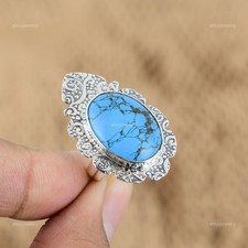 Daughters Day Sale 925 Silver Natural Tibetan Turquoise Promise Engagement Ring
