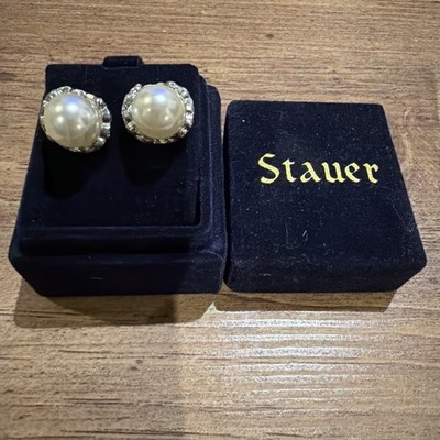 Stauer Perlen Strass Ohrstecker mit Box Hochzeit Abschlussball