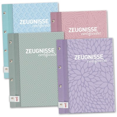 ROTH Zeugnismappe Pattern Design mit Buchschrauben Pastell Blau Rosa Lila Mint