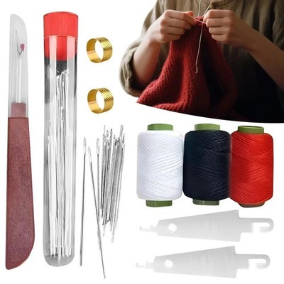 Big Eye Steel Needles Set, Stainless Steel Sewing Needle Kit US