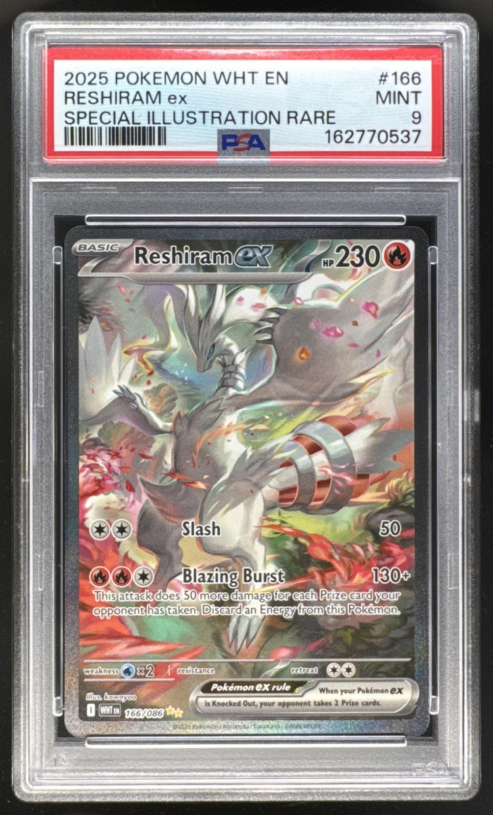 2025 Pokemon White Flare EN #166 Reshiram ex Special Illustration Rare PSA 9