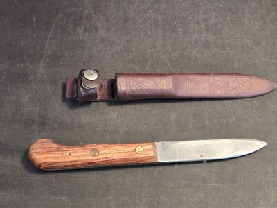 Vintage AB BAHCO Sweden Fixed Blade Hunting Knife 248-4 & Leather Sheath Norway
