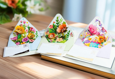 Blooming 3D Pop-Up Cards   Set of 3 Unique Greeting Cards for Birthdays & Gifts