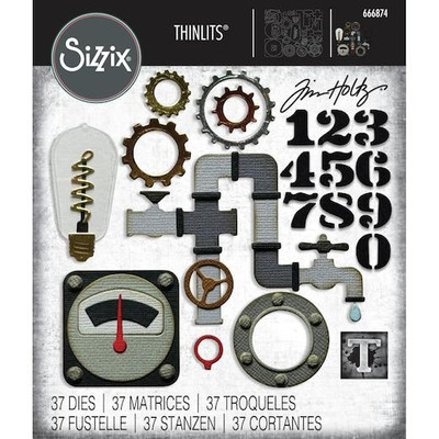 Sizzix Thinlits Matrizen-Set 37-teilig von Tim Holtz - Vault Industrial 666874