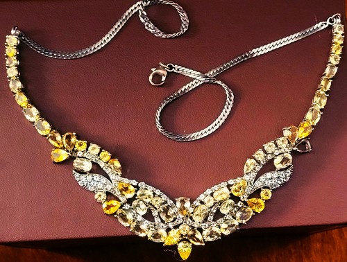 STERLING SILVER 925 NATURAL GEMSTONE YELLOW CITRINE NECKLACE Weight 32.2g - Bild 5 von 23