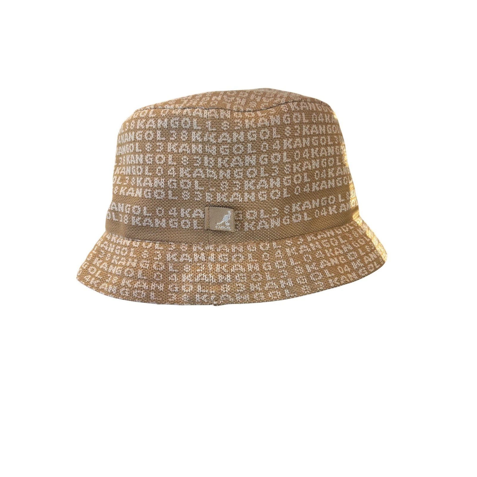Kangol Monogram Stripe Bucket Hat - Large - Tan Beige Logo