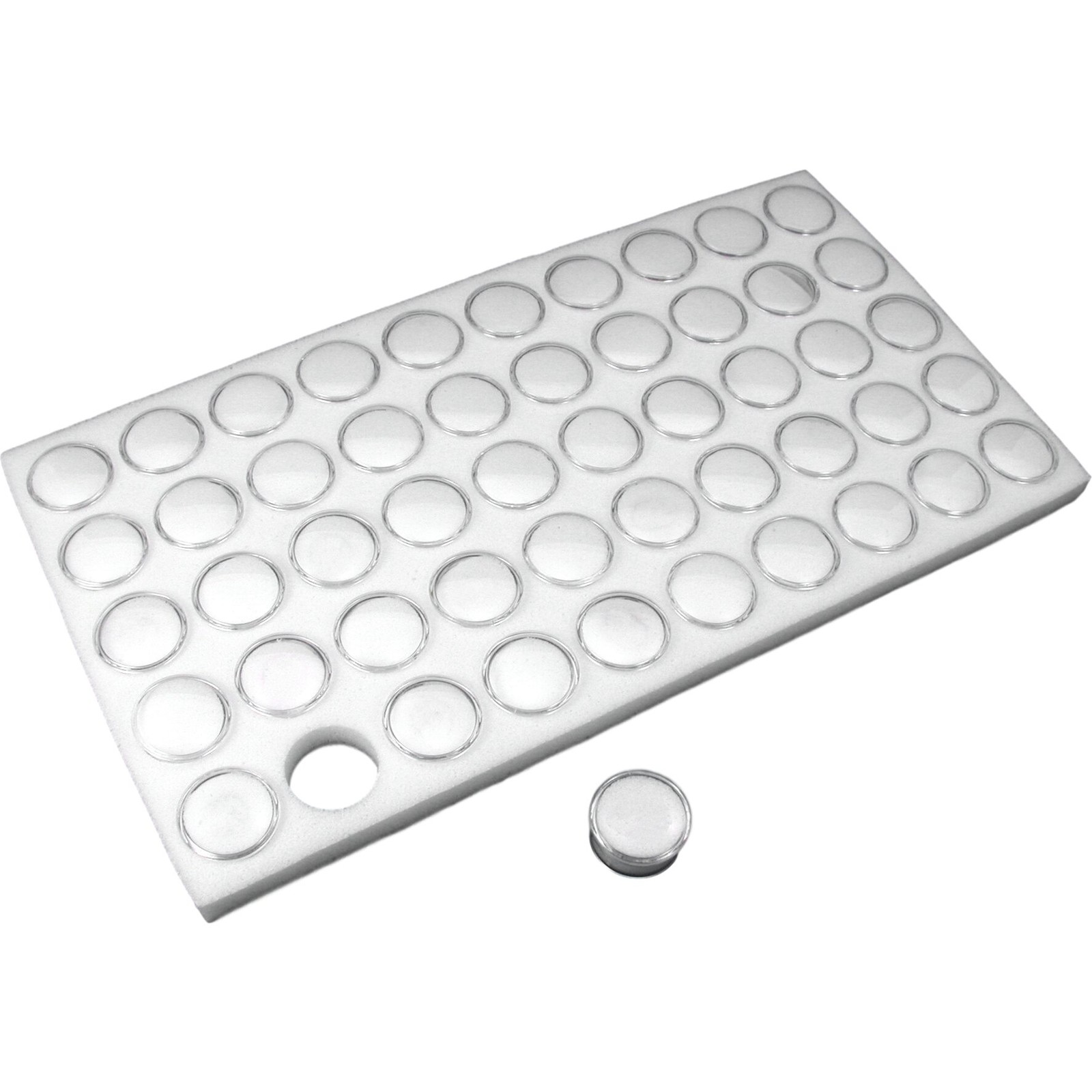 New 50 White Foam Gem Jars Gemstone Storage Display Tray Insert