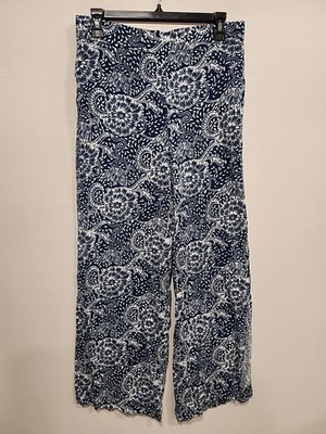 Maeve Anthropologie Anika  Womens S Floral Wide Leg Palazzo Pants 27 Inseam