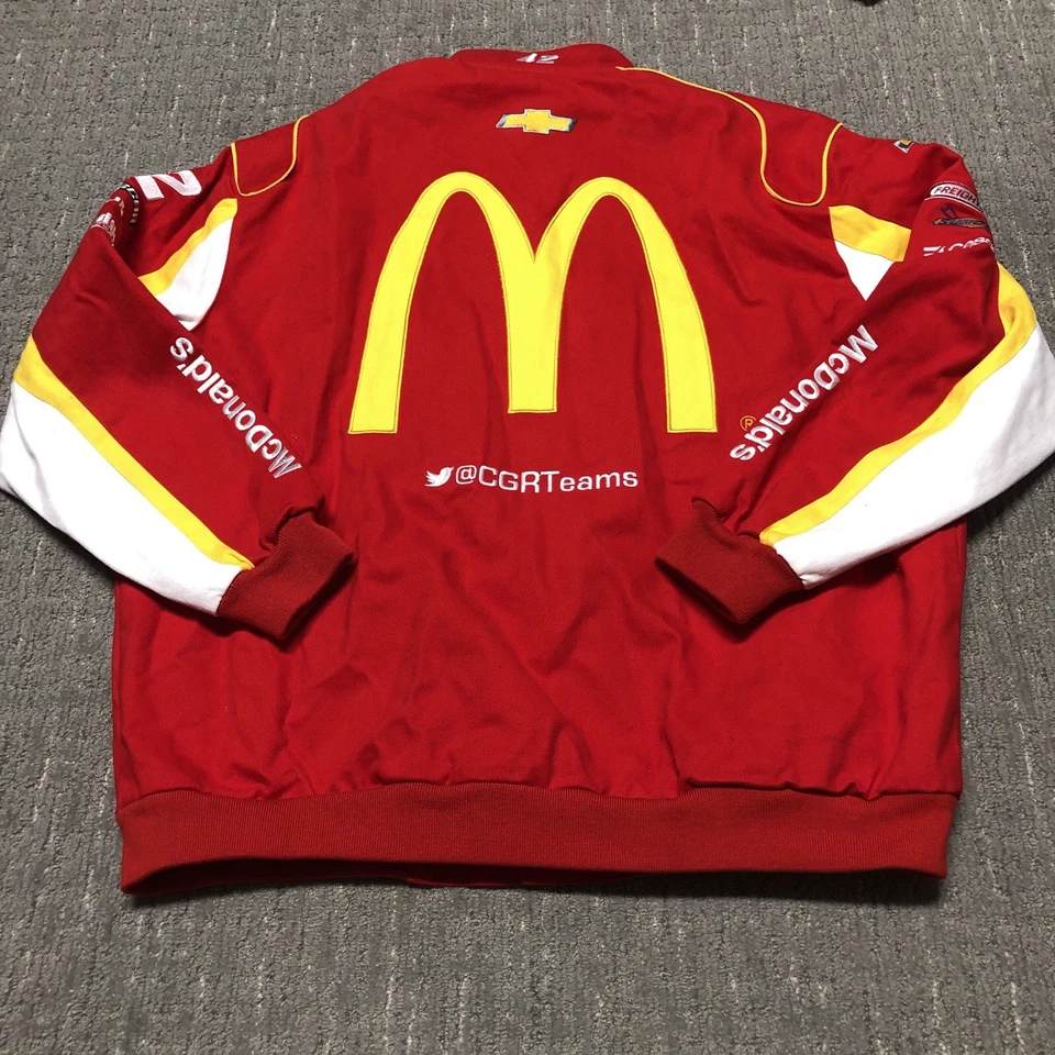 Chaqueta de carreras NASCAR McDonald’s JH Design para hombre 2XL bordada roja mate Kenseth Foto 2 de 4