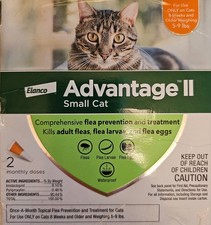 Advantage II Flea Treatment Small Cats 5-9 lbs 2 Monthly Doses New Sealed