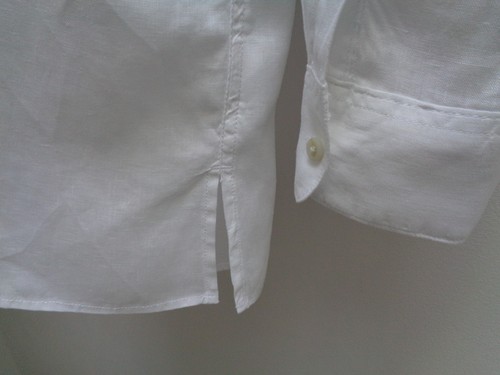 Lands’ End Crisp White Pure Linen Roll-Tab Sleeve Shirt L Summer Loose Fit - Picture 3 of 6