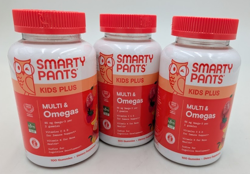 3 Pack: SmartyPants Kids Plus Multivitamin 100 Gummies ea. Exp. 09/25/2027