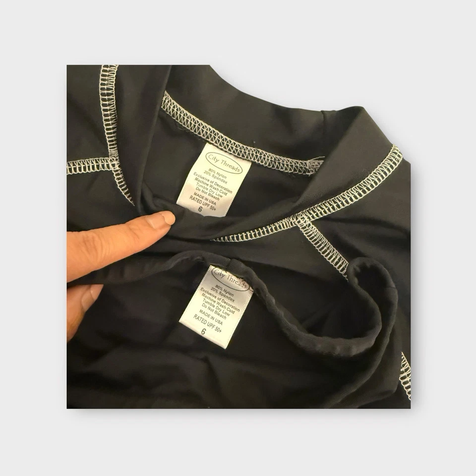 Conjunto de pantalones cortos de natación y protección contra erupciones City Threads negros Foto 3 de 4