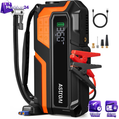 Starthilfe Powerbank 150PSI Kompressor für 12V Autos, Motorräder, Orange