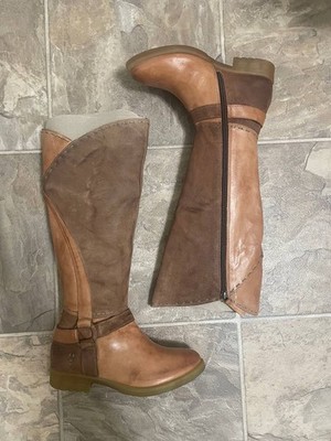 Roan Bed Stu Karolus Riding Boots Womens 6.5 Pecan Leather Harness Moto Side Zip