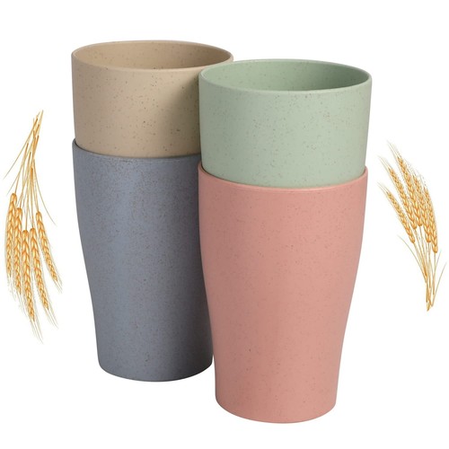 Wheat Straw Cup 4 Pcs Unbreakable and Reusable Drinking Cups Eco-Friendly Hea...