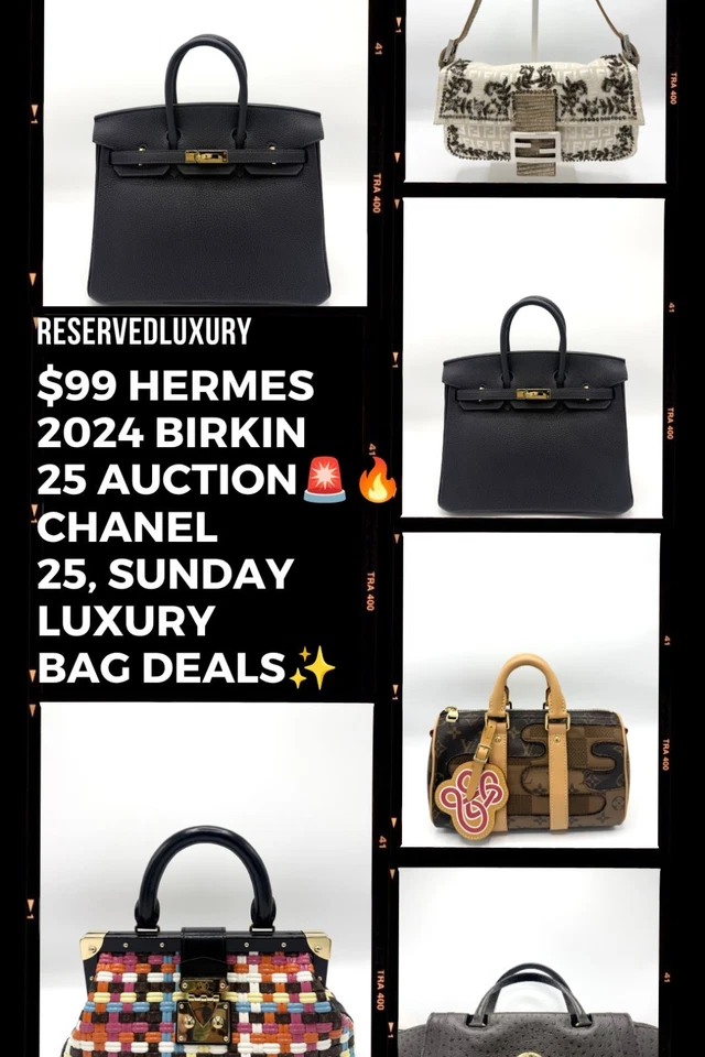 🚨$99 2024 HERMES BIRKIN 25 AUCTION, CHANEL 25 & BEST SUNDAY BAG DEALS!🚨