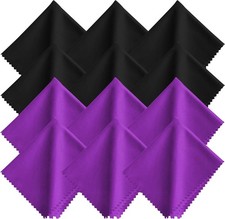 7x6 Inches, Microfiber Lens Cleaning Cloths - 6 Black 6 Purple
