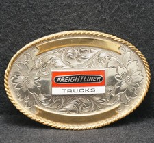 XD27143 SWEET VINTAGE 1970s FREIGHTLINER TRUCKS ADVERTISEMENT MENS BELT BUCKLE