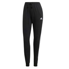 adidas Women's Essentials Single Jersey 3-Stripes Pants, Black/White Small - NEW