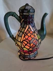 Vintage Tiffany Style Accent Table Lamp 9"H x 7.5"W Metal & Stain Glass