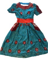 Women  s Blue Handmade African Print Ankara / Flare/ A Line Dress